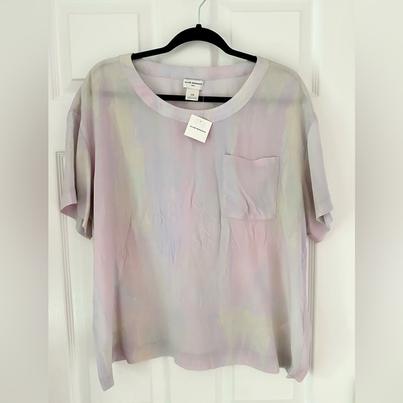 NEW Club Monaco Relaxed Silk Short Sleeve T-Shirt Size Large - Picture 2 of 7